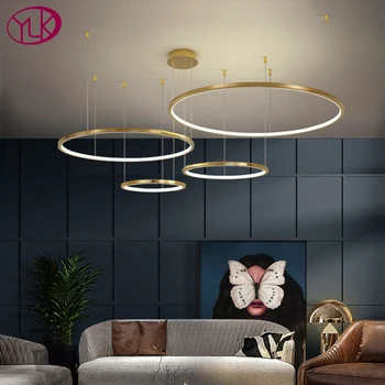 YOULAIKE modernios led šviestuvo už kambarį trumpas aukso žiedas dizainas pakabinti šviesos rungtynių didelių namų dekoro nerūdijančio plieno lempos