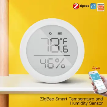 ZigBee Tuya Temperatūros ir Drėgmės Jutiklis Su skystųjų KRISTALŲ Ekranas, Smart Phone Remote Control Mini Patalpų HygrometerGateway Smart Home