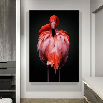 Šiaurės Gyvūnų Šiuolaikinės Pink Flamingo Drobės Tapybos Plakatai Ir Spausdina Sienos Menas Nuotraukas Kambarį Vidaus Namo Apdaila
