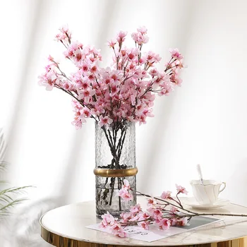 Šilko Peach Blossom Dirbtinių Gėlių Modeliavimas Vyšnių Šakas Slyvų Žiedų Švenčių, Vestuvių Aksesuarai