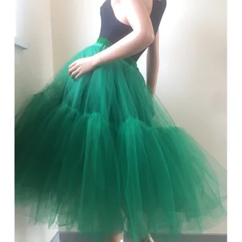 Žalia Reljefiniai Tutu Sijonai Bridesmaid, Šalis Gana Ruffles Derinys Veršelių Tiulio Sijonas Moterims Elastinga 2020 Jupe Femme Saias