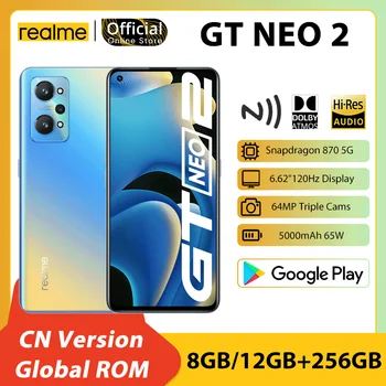 【Pasaulio ROM】realme GT Neo 2 5G Snapdragon 870 Octa Core 8GB/12 GB 256 GB 6.62