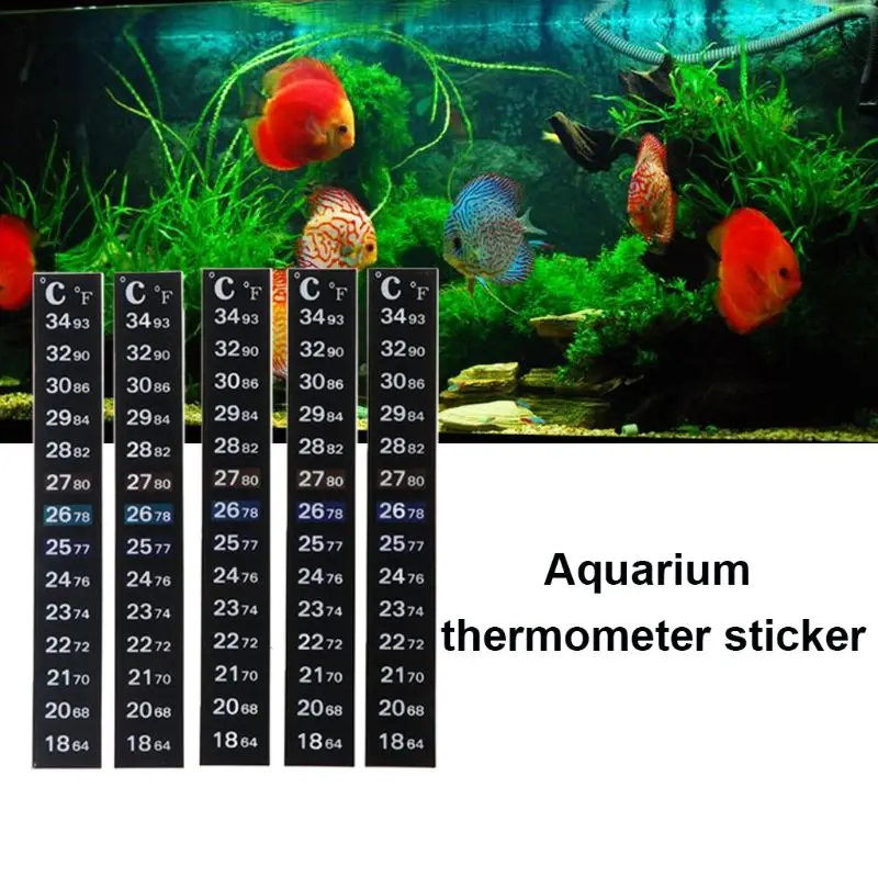 Akvariumo Termometras Lipdukas Žuvų Temperatūros Alaus Termometras Juostelės Lipnios Saugojimo Vyno Stiklainis 5 PACK Nuotrauka 2