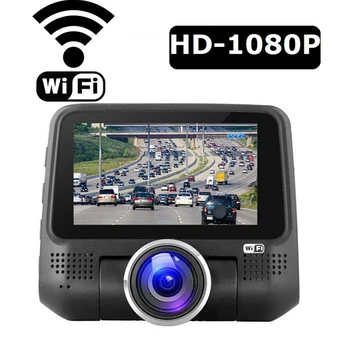Automobilių DVR 210 Laipsnių Panoramines WiFi Brūkšnys Cam 1080P Full HD Transporto priemonių Brūkšnys Kamera Auto Vaizdo įrašymo Stovėjimo Stebėti Naktinio Matymo
